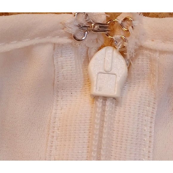 SAINT TROPEZ WEST-SMALL- Layered Chiffon Split Back Women's Sleeveless Beige Top - Picture 13 of 13